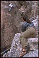 Spectator climbing